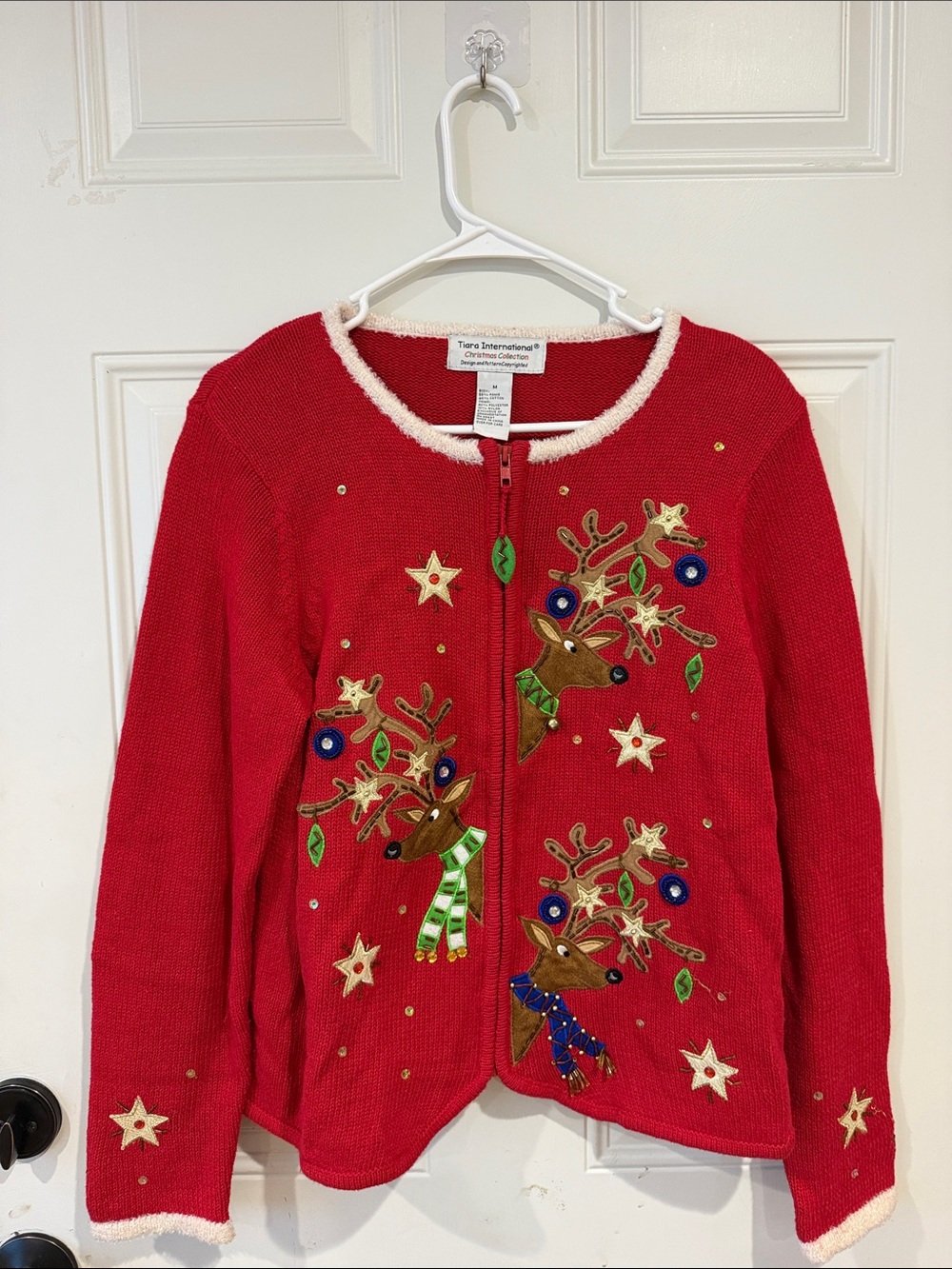 Red Reindeer Holiday Cardigan Jacket